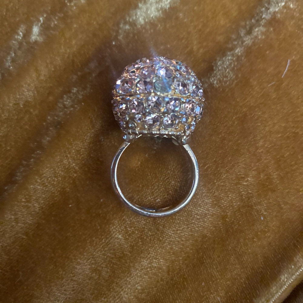 Kenneth Jay Lane Vintage Pave crystal Disco ball Cocktail Ring